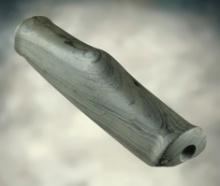 Highly banded 4 3/4" Humped Bar Amulet made from Slate with nicely fluted ends. Found in Indiana.