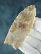 2 15/16" Paleo Fluted Clovis made from attractive Boyle Chert. Nicely ground lower edges. Ex. Sisk.
