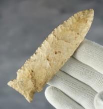 3 7/8" Stilwell that is heavily patinated and found in Missouri. Made from Burlington Chert.