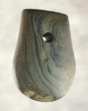 2 5/8" Anciently Salvaged Adena Pendant made from Banded Glacial Slate. Found in Ohio. COA.