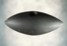4 1/8" Archaic Pick Bannerstone made from black Slate. Found in Huron Co., Ohio. Bennett COA.