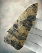 4 1/8" Archaic Beveled Knife made from beautiful Nethers Flint. Found in Ohio.