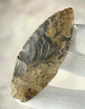 2 15/16" Paleo Lanceolate found in Perry Co., Ohio. Made from heavily patinated Hornstone. COA.