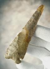 4 5/16" Archaic Beveled Knife that is very heavily patinated found in Lawrence Co., Indiana. COA.