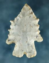 2 1/8" Archaic Bifurcate that is well styled from Flint Ridge Flint. Found in Stark Co., Ohio.