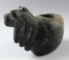 4 5/8" Alpaca Canopa that is very well styled made from dense black Hardstone. Found in Peru.