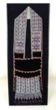 38" Vintage Beaded Bandolier Bag- circa Early 1900's. Overall condition is good with some bead loss.
