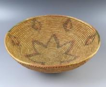 Nice craftsmanship on this 8 1/2" diameter by 3" tall Southwest Basket with Herringbone Rim.