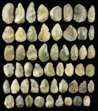 Set of 53 Cache Blades made from Cobden Flint. Found in Franklin Co., Illinois by Bill Withrow.