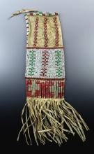 Late 1800's 19" beaded and quilled Sioux Pipe Bag in nice condition for age.