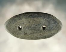 2 3/4" miniature Bi-Pointed Gorget found in Hardin Co., Ohio. Made from greenish gray Slate.