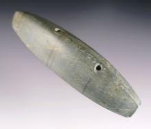 4 3/4" Adena Ridged Gorget made from Banded Glacial Slate. Found in Decatur, Indiana. COA.