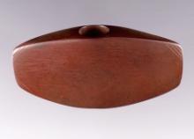 3 1/2" Incised Shuttle Bannerstone that is made from Hematite. Christian Co., Kentucky. COA.