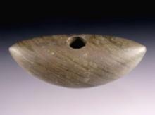 3 5/8" Slate Pick Bannerstone. Pictured in "Prehistoric American …" & "The Payne Collection."