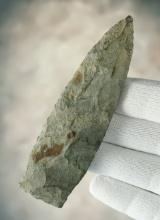 4 1/4" Stemmed Lanceolate that is nicely made from patinated Argillite. Found in New York.