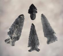 Set of 4 Points including 3 made from Basalt. Found in Oregon and New Mexico. Ex. R. Michel.