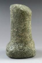 4 3/4" Bell Pestle with a polished nutting divot on the base. Found in the Midwestern U.S.