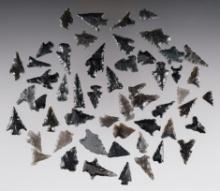 Set of 50 assorted Obsidian Points found in New Mexico. The largest is 7/8".