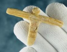 2 5/16" x 1 9/16" Effigy Pendant carved from Marine Shell. Found in California.