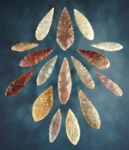 Set of 16 Neolithic Willow Leaf Blades. Found in the northern Sahara Desert region of Africa.