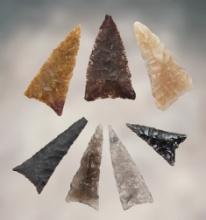 Set of 7 assorted New Mexico Triangle Points. The largest is 15/16".