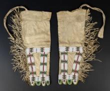 19 1/2" long by 8" wide pair of Beaded Leggings. Late 1800's - early 1900's.