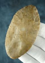 Well patinated 3 9/16" Blade made from semi-translucent Flint. Found in Illinois.