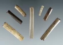 Group of 7 assorted Beads recovered in Siskiyou Co., California. One is from shell, the rest bone.