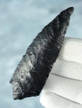 3 13/16" Obsidian Stemmed Knife found in the Great Basin area.