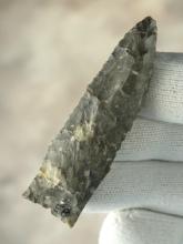 2 9/16" nicely beveled Knife with an anciently ground stem. Found in Coryell Co., Texas.