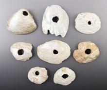 Set of 8 Shell Hoes found in Mason Co., West Virginia. The largest is 3 7/8".