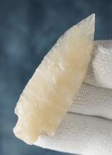 Highly translucent 2 3/8" unclassified Stemmed Dart/Knife found in Lincoln Co., Nebraska. COA.