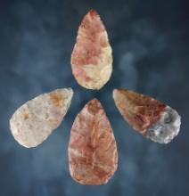 Group of 4 Adena Blades made from Flint Ridge Flint. Found in Shelby Co., Ohio. Ex. Brent Heath.