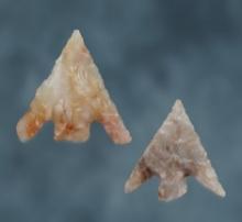 Pair of Columbia Plateau Points made from Agate. Found in Klickitat Co., Washington.