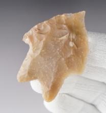 2 5/16" Pedernales made from semi-translucent tan Flint. Found in Kerr Co., Texas. Rogers COA.