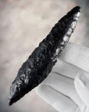 4 3/4" Paleo Haskett made from Obsidian. Found in the Great Basin/northern California.