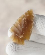 1 9/16" Besant made from Knife River Flint. Found in Oliver Co., North Dakota. Rogers COA.