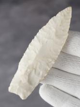 3 1/2" Searcy made from white Burlington Chert. Found in Pettis Co., Missouri. COA's.