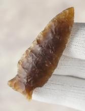 2 5/16" Besant made from Knife River Flint. Found in Oliver Co., North Dakota. COA.