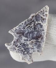 1 9/16" Pelican Lake made from patinated Knife River Flint. Found in McLean Co., North Dakota.  COA.