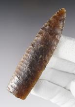 Exceptional flaking on this 3 11/16" anciently salvaged Eden. Found in Colorado. Dickey COA.