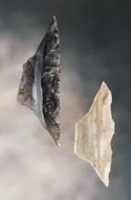Pair of Flint Inset Side Knives. Larger is 2 7/16". Found by George and Beth Miller, California area