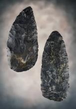 Pair of Coshocton Flint Blades found in Ohio. Ex. Hill, Dilley. The larger is 4 1 1/16".