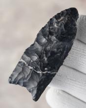 2 1/2" Paleo Fluted Clovis made from Coshocton Flint. Found near Prospect, Marion Co., Ohio.