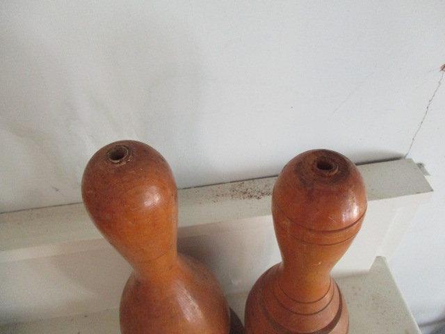 Two Vintage Wood Bowling Pins