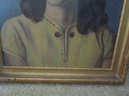 Framed Original Painting of Young Woman