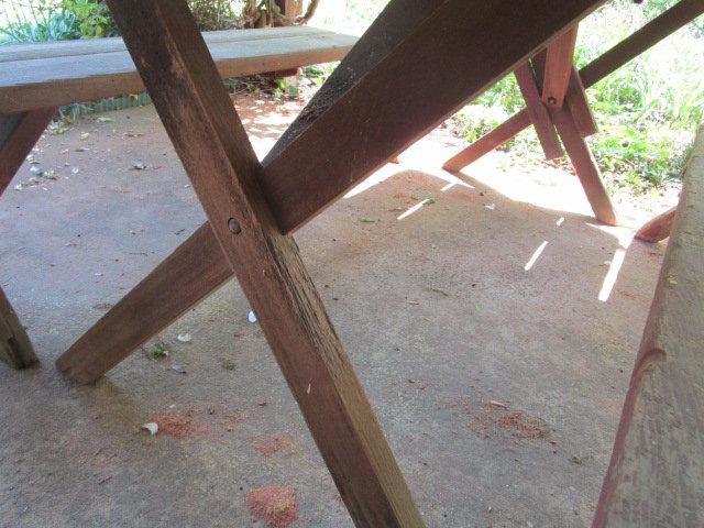 Wooden Picnic Table with Two Benches