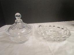 Pair of Figurines, Crystal Bowl, Sugar Bowl, Nappy, etc.