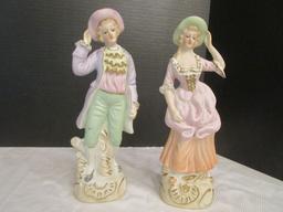 Pair of Figurines, Crystal Bowl, Sugar Bowl, Nappy, etc.