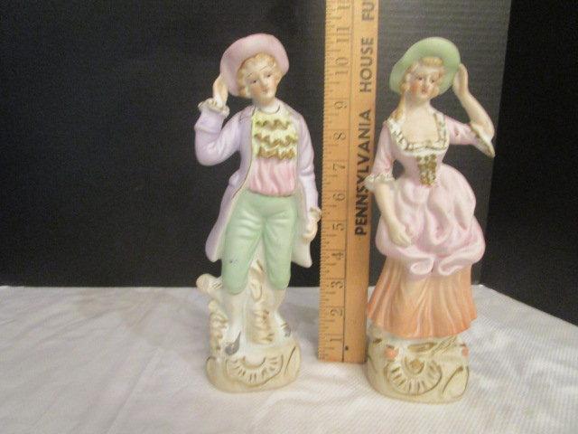 Pair of Figurines, Crystal Bowl, Sugar Bowl, Nappy, etc.